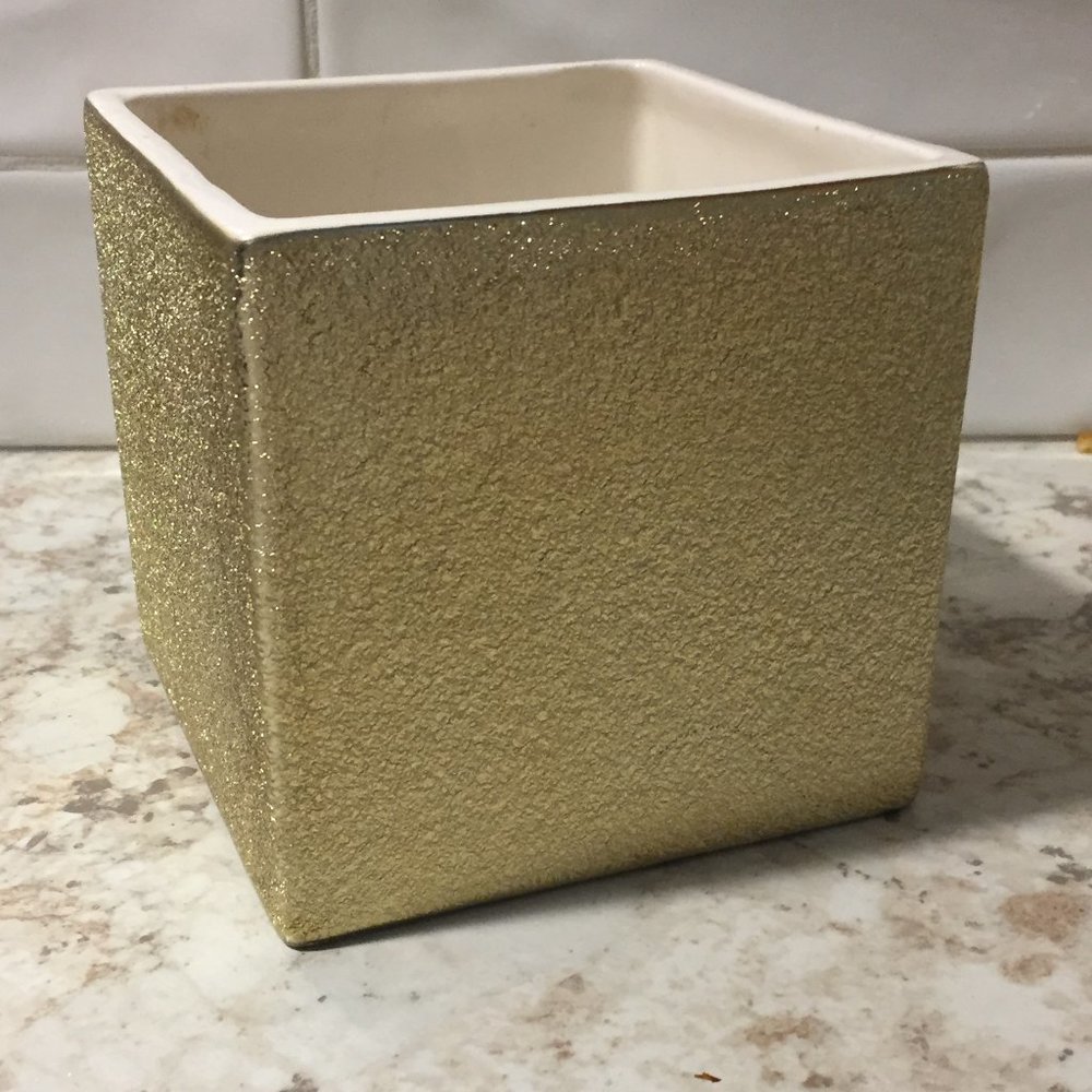 FTD Square Glittered Gold Vase
